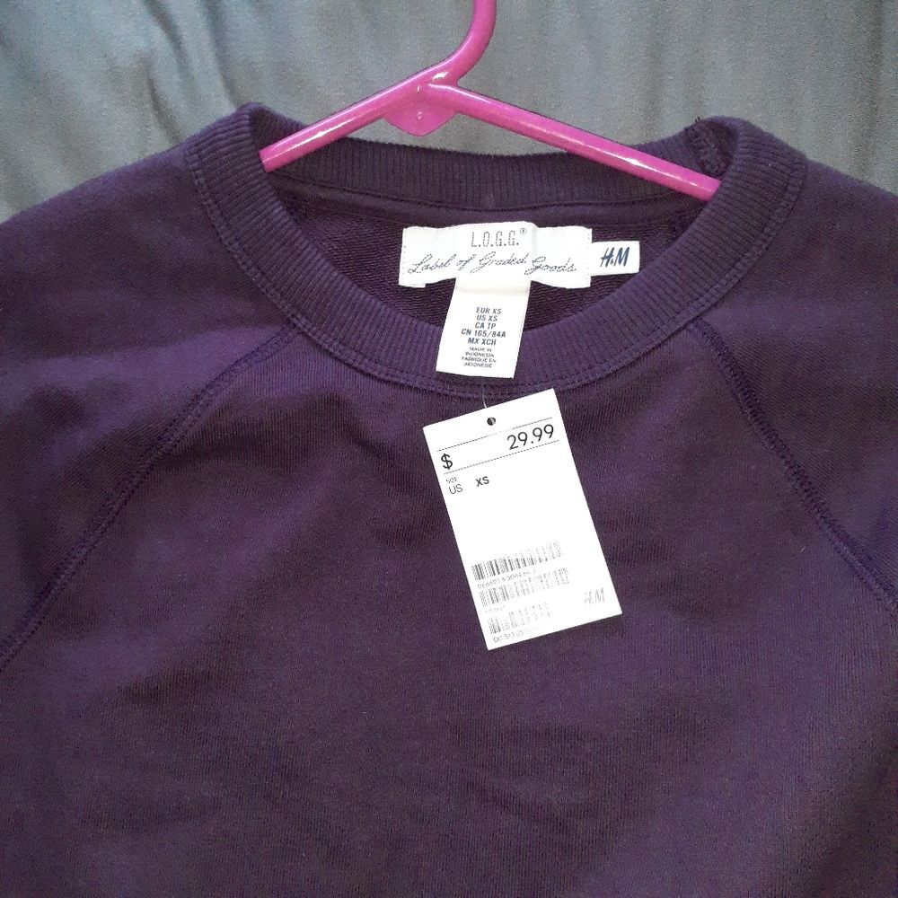 Sweatshirt H&M logg L O G G Burgundy women's Xs S M New Nwt shirt